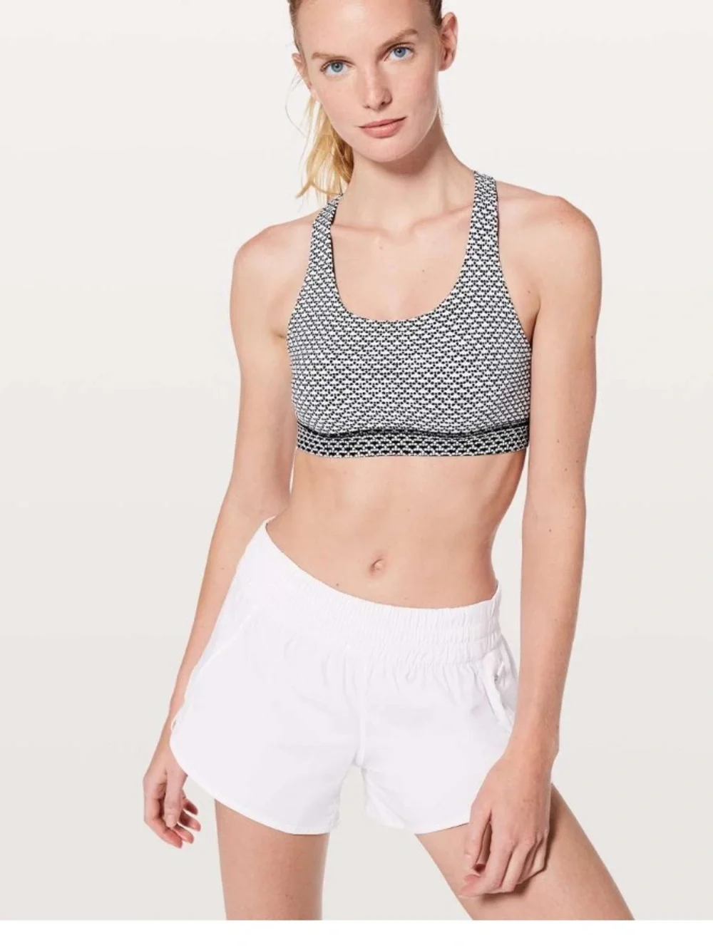 Lululemon Time To Sweat Bra Monochromic White /  Black Black  Sports Bra 6